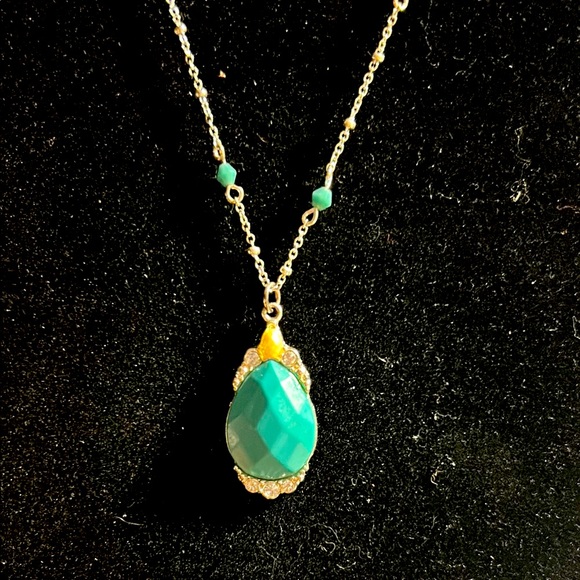 Elegant Silver and Turquoise Pendant Necklace and Earring Set - Picture 2 of 3